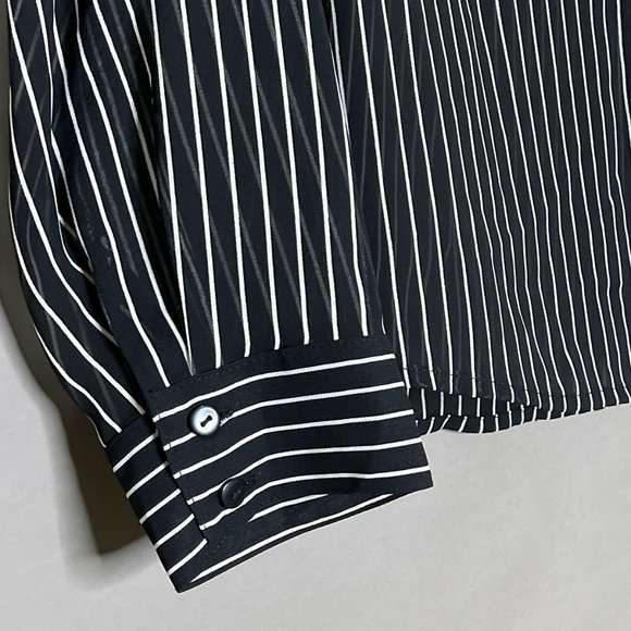 NWT Style & Co Black/White Stripes Sheer Blouse‎ Size 4P - Picture 4 of 11